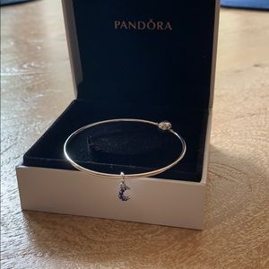 BRAND NEW Silver pandora bangle with moon charm